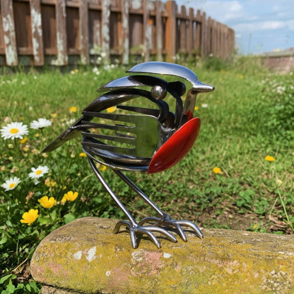 Hand-welded robin cutlery figure