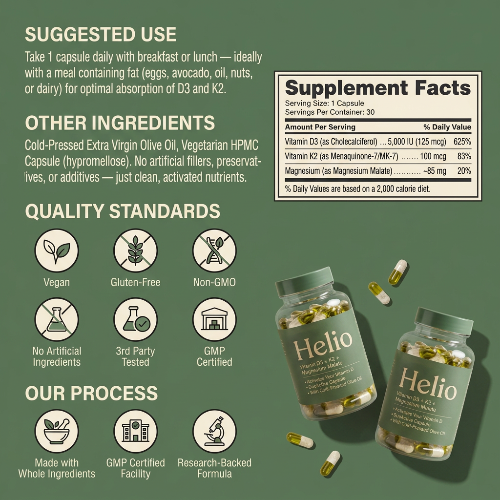 Helio DuoActive Capsule — D3 + K2 with the Magnesium That Activates It